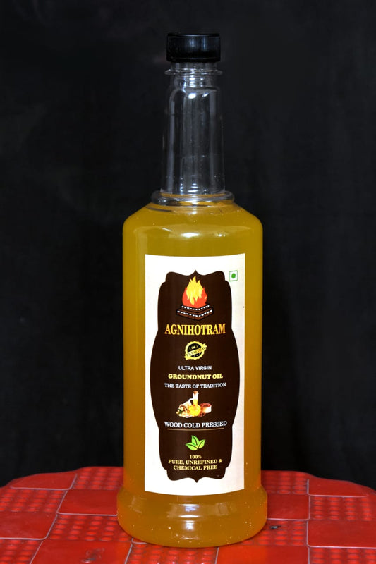 Agnihotram Groundnut Oil – Ultra Virgin 100% Wood Pressed Groundnut Oil | Cold Pressed | Pure, Organic for cooking.