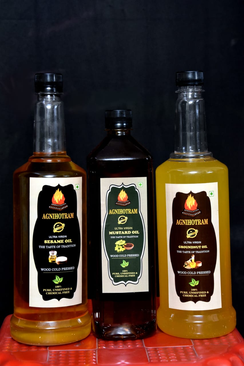 Mustard Oil – Ultra Virgin 100% Wood Cold Pressed Black Mustard Oil – Pure, Unrefined & Chemical-Free | Traditional Taste - Agnihotram Organics